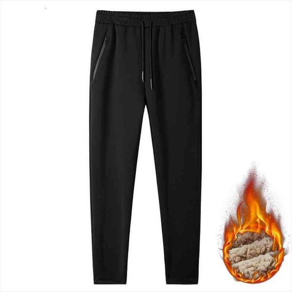

thick fleece warm straight women pants casual trousers male winter velvet sweatpants loose tracksuit m-7xl, Black