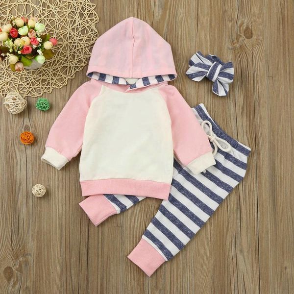 

clothing sets infant 3pcs toddler baby boy girl clothes set hoodie +pants+headband outfits warm winter kid suits, White