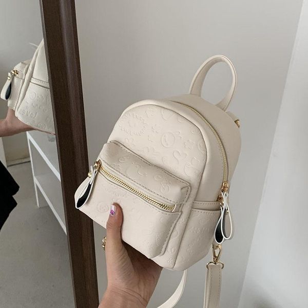 

backpack style pu leather women casual simple school bag for teenagers small square