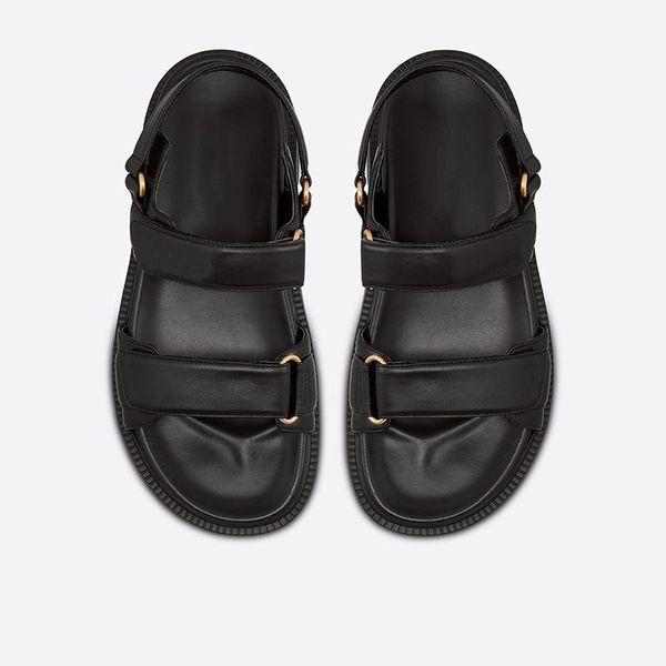 

sandals 2021 design genuine leather women black gladiator for ins gold buckle flat