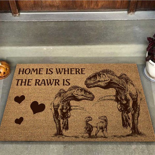 

cloocl dinosaur carpets doormats 3d graphic home is where the rawr dinosaur family indoor outdoor doormat funny door mat