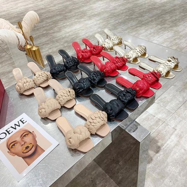 

women slippers square toe woman spring summer shoes fashion genuine leather flower high heels, Black