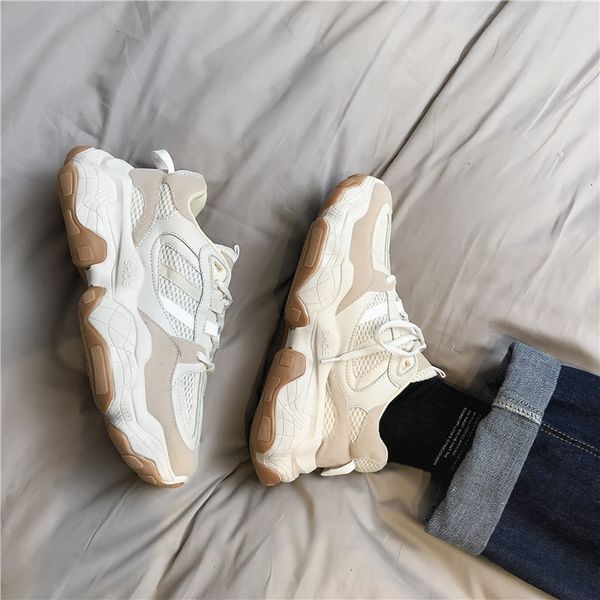 

dress shoes cushioning men casual big bottom light chunky dad sneakers colorful comfortable male tenis for younger tlgb, Black