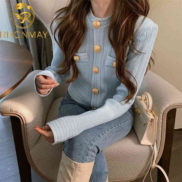

elegant ol long sleeve o neck women sweaters autumn winter button cardigans korean cropped cardigan 210922, White;black