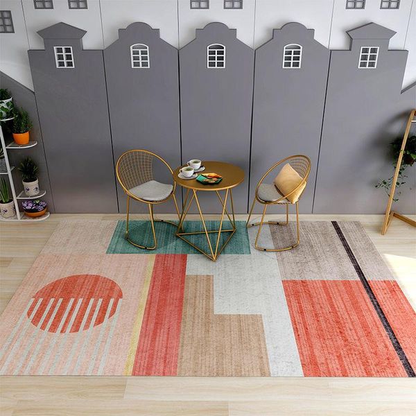 

carpets 2021 fashion modern light luxury pink gold line girl bedroom kitchen living room bed carpet floor mat customization