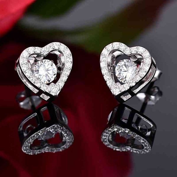 

korean fashion heart shaped earrings for women, Black