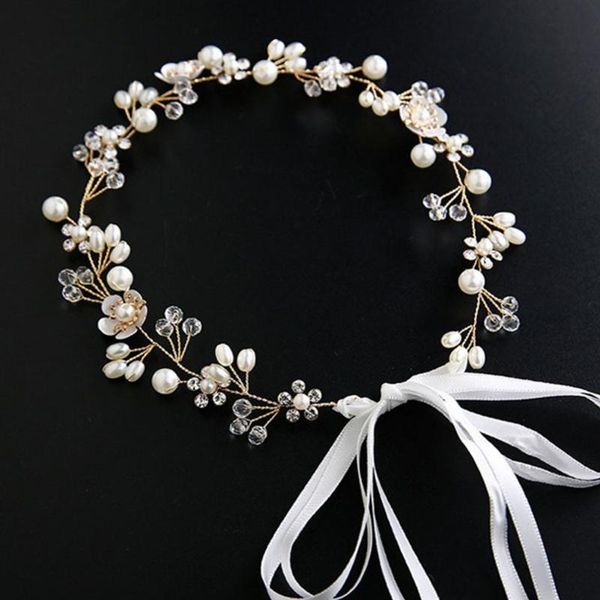

decorative flowers & wreaths 38*3.3cm girl pearl flower beautiful bridal headband crown headdress wedding xmas party jewelry high quality
