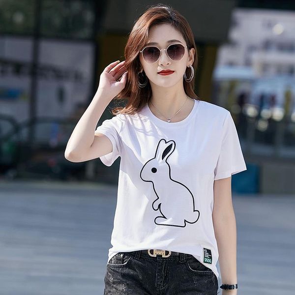 

shirt women short sleeve summer tees plus size t-shirts cute cartoon cotton female t-shirt camisetas women's, White