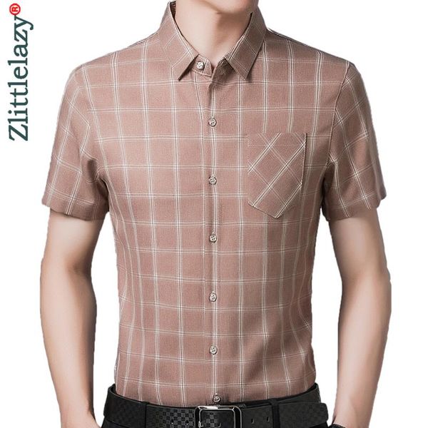 

men's casual shirts 2021 short sleeve men social shirt summer streetwear plaid pocket dress mens slim regular fit clothes fashions 273, White;black