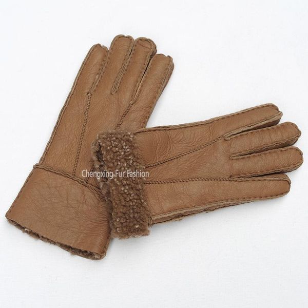 

five fingers gloves cx-a-31 winter genuine sheep leather for women, Blue;gray