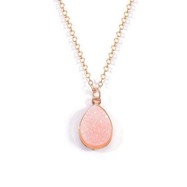 

colliercharm drop shape stone necklaces & pendants for women crystal bud necklace fashion jewelry kolye collares chains, Silver