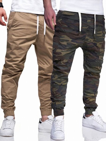 

men 2pcs camo print drawstring waist pants f5d3#, Black