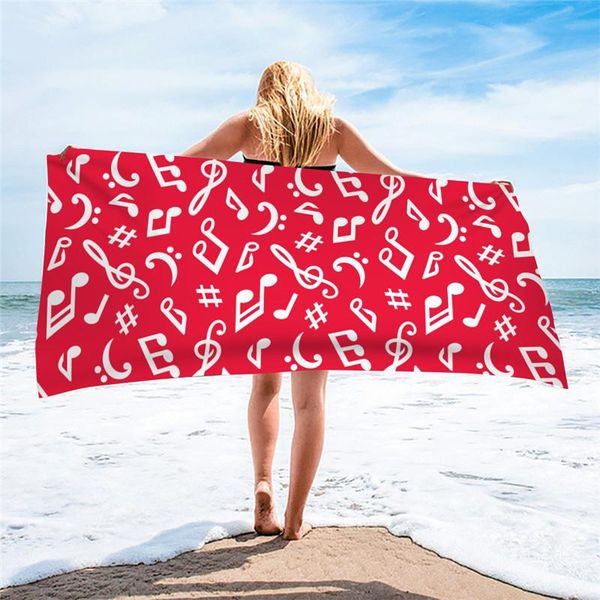 

towel microfiber beach towels summer quick dry fabric for women pink music note printed home casual bath soft polyester cotton