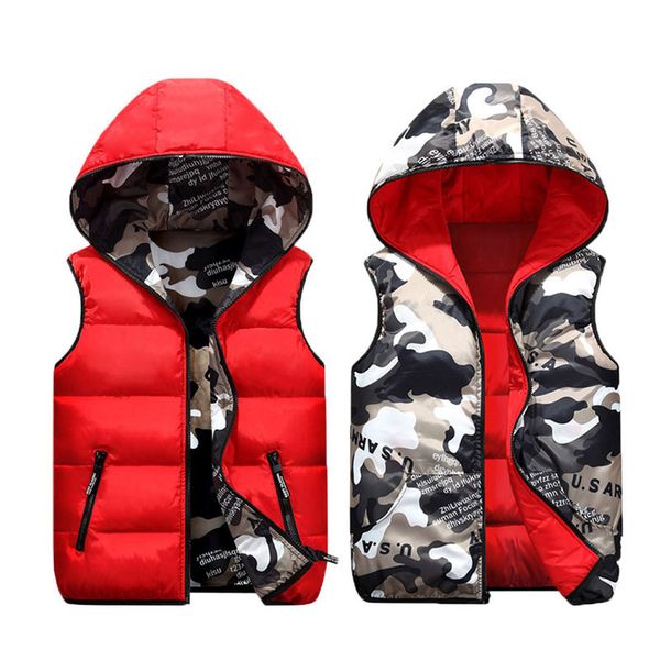 

women vests plus size hooded two side camouflage warm waistcoat winter black jacket outerwear sleeveless coat 210426, Black;white