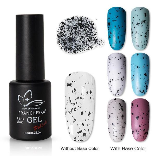 

nail gel 8ml francheska art eggshell glue quail egg shell spot polish uv oil black sealtslm, Red;pink