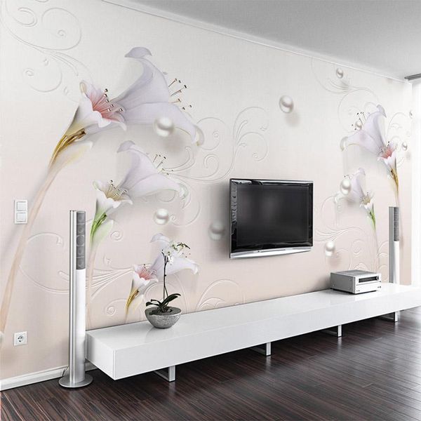 

wallpapers po wallpaper 3d stereo simple jewelry lilies murals living room tv bedroom home decor waterproof wall papers for walls 3 d