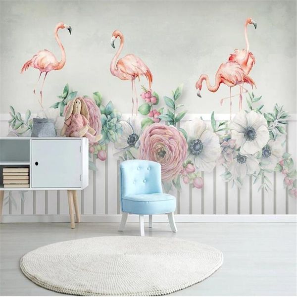

wallpapers milofi custom wallpaper murals nordic southeast asia wind flamingo hand-painted flowers and plants living room background wall