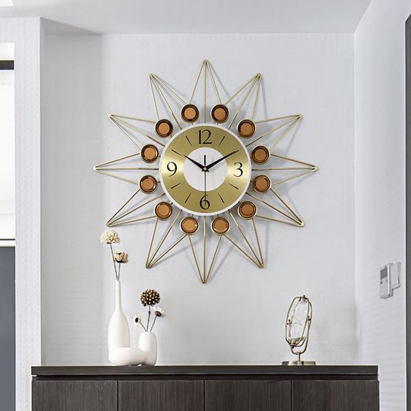 

wall clocks luxury metal clock large golden modern nordic silent simple living room industrial home decor watch mm60wc