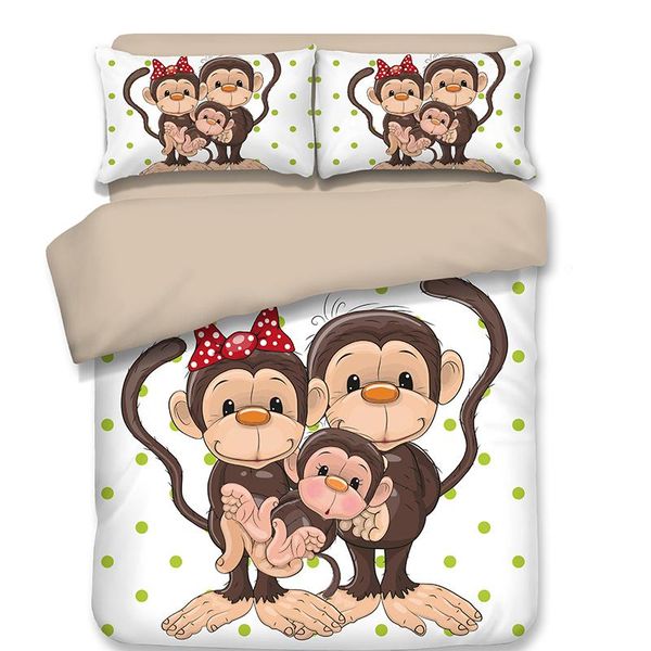 

bedding sets monkey white 3pcs bedclothes soft duvet cover quilt pillow cases beddingoutlet good quality and sale