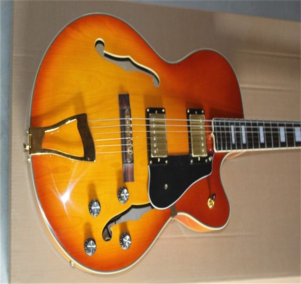 

2021 wholesale l-5custom golden hollow jazz electric pickups big rocker guitar