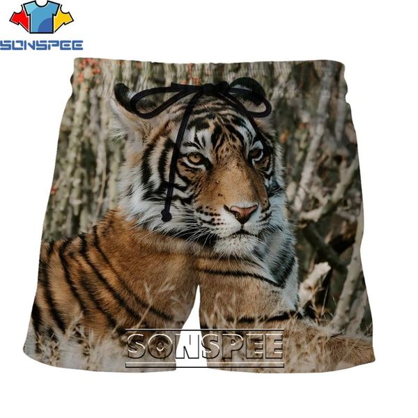 

men's shorts sonspee fashion tiger pattern series 3d printing summer creative personality hipster animal, White;black