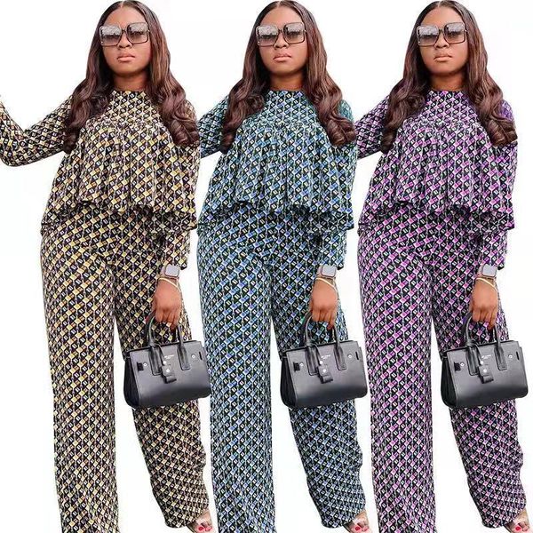 

women's two piece pants tilapia 2021 plaid ol style african loose outfit pieces elastic autumn casual women sets, White