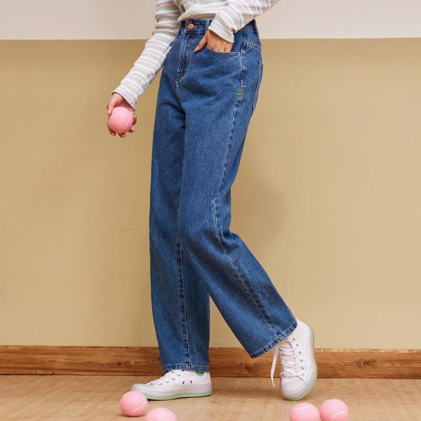 

women's jeans semir women summer 2021 trendy black hong kong style wide leg pants high waist loose, Blue