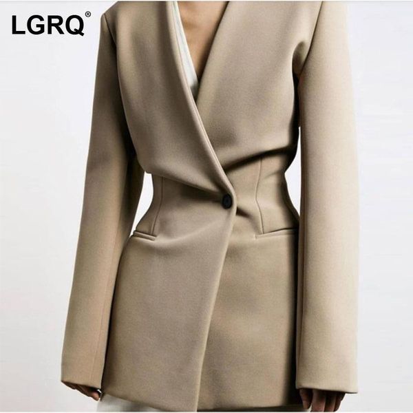 

women's suits & blazers [lgrq] women solid casual blazer arrival notched neck long sleeve loose fit jacket fashion tide spring autumn 2, White;black