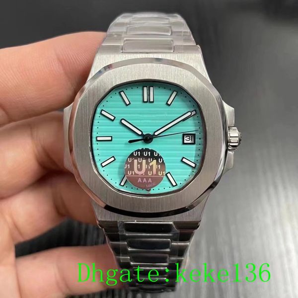 

u1 factory watch men wristwatches 40mm 5711 5711/1a-018 316l sapphire sky blue dial transparent automatic mechanical mens luminescent watche, Slivery;brown