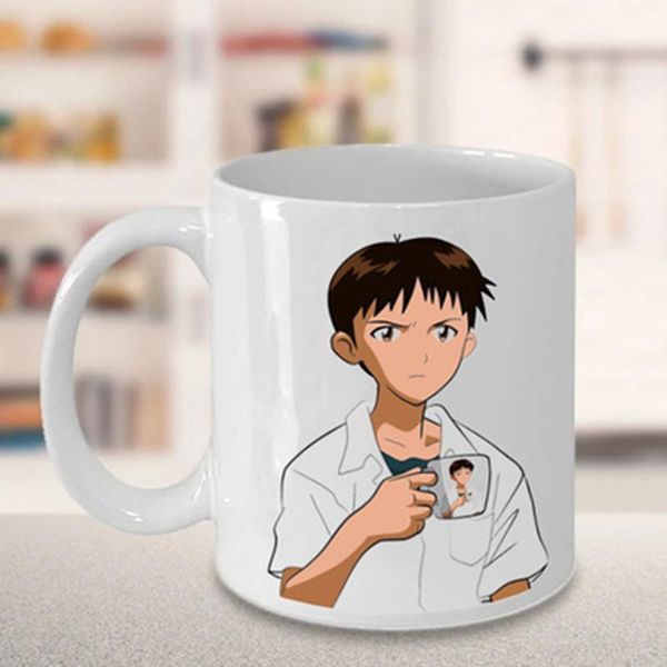 

mugs 350ml shinji holding a mug text anime breathable male coffee milk tea creative personality cup gift for friends