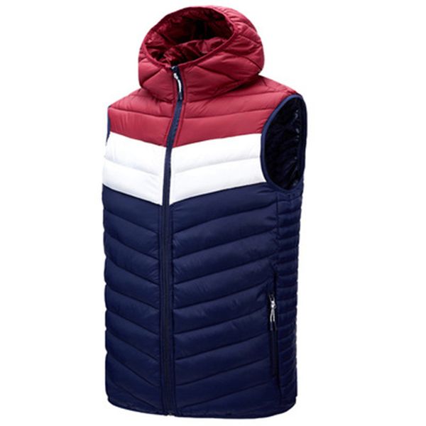 

man splicing waistcoat down coats fashion trend windproof warm lightweight hooded puffer jacket designer winter casual vest puff jackets, Black
