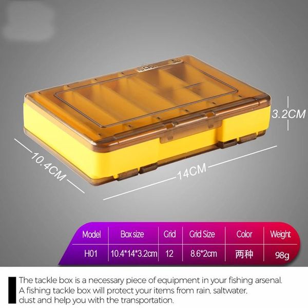 

doublex sided fishing tackle box 12 compartments bait lure hook storage accessories plastic case