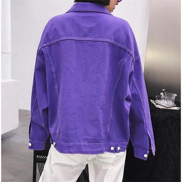 

purple denim jacket autumn spring casual jean jackets women outerwear long sleeve oversized single breasted basic coats, Black;brown