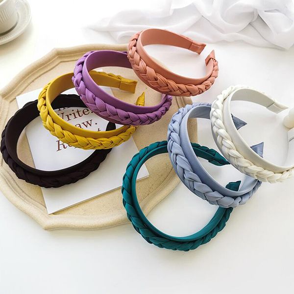 

fashion women hairband wide side hand-woven braids headband fresh spring summer headwear hair accessories, Silver