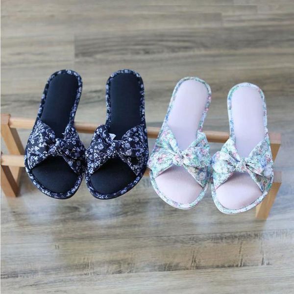 

slippers millffy lovely floral bow home shoes big size women slipper non-slip soft blue pink indoor bedroom girl floor, Black