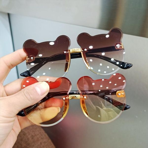 

childrens sunglasses fashion baby glasses trendy girls boys cute cartoon bear anti glare radiation, White;black