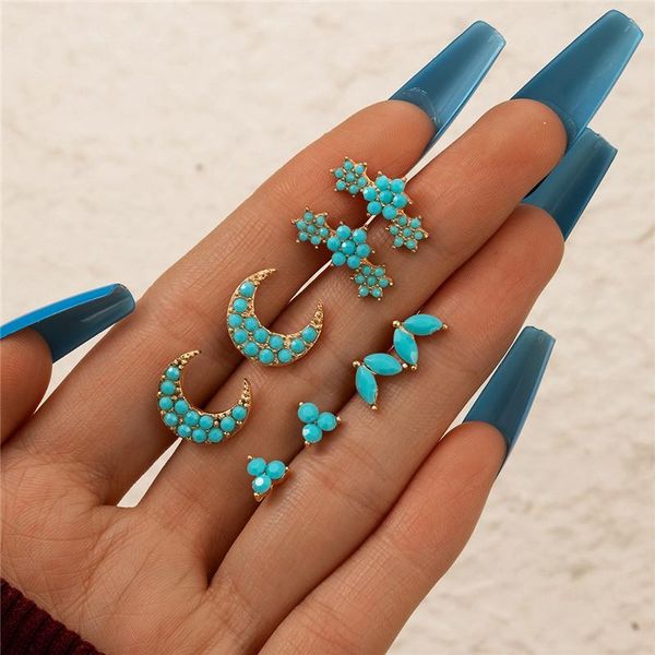 

dangle & chandelier hi man bohemian mixed acrylic moon flower stud earrings women exquisite temperament wedding jewelry accessories set, Silver