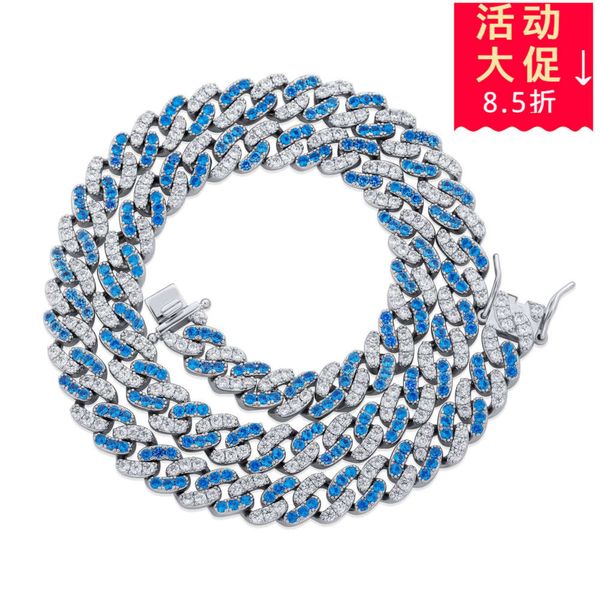 

cuba ins women's chain accessories copper zircon 8mm hip hop necklace, Silver
