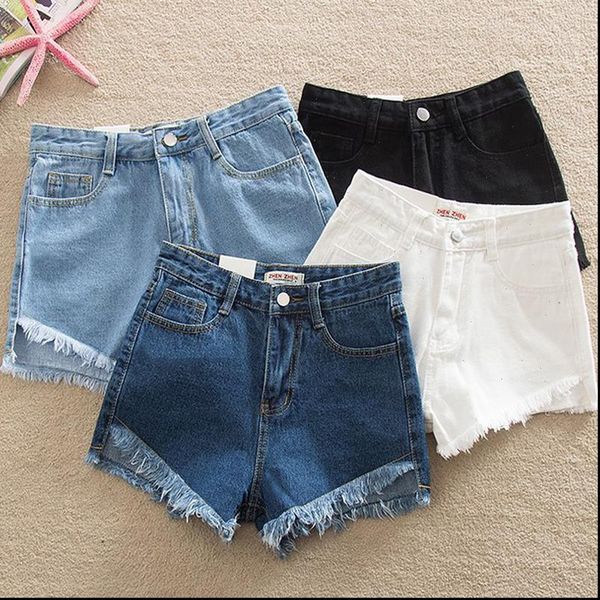 

ripped women short fashion blue white black solid woman color denim girls casual pockets zipper female jeans