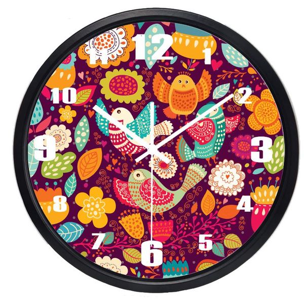 

wall clocks cartoon flower birds forest clock for girl room,decoration watch home decor fashion more silent large decorative