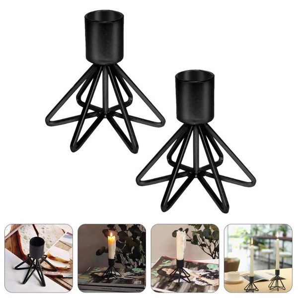 

candle holders 2pcs creative geometric iron art stands home ornaments