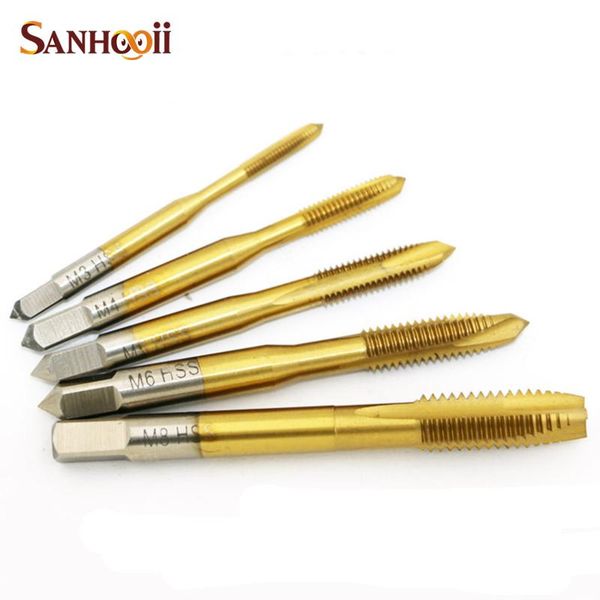 

tools set titanium electroplating hss spiral fluted machine screw tap m3 m4 m5 m6 m8 pointed taps hand