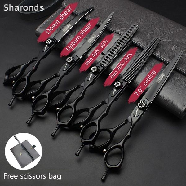 

hair scissors japan 440c 7 inch hairdressing special barber non-slip sharp-resistant sharp logo free