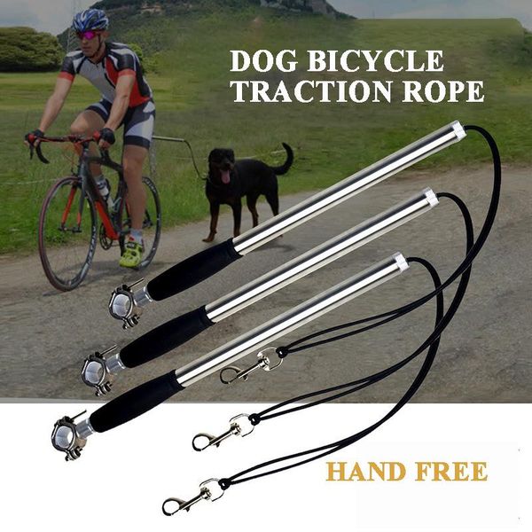 

dog collars & leashes stainless steel elastic bicycle traction rope leash bike attachment pet walk run jogging hand pets