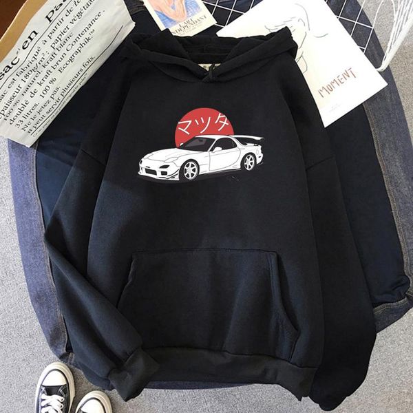 

men's hoodies & sweatshirts anime initial d mazda rx7 printed men women fashion hoodie streetwear jdm automobile culture, Black