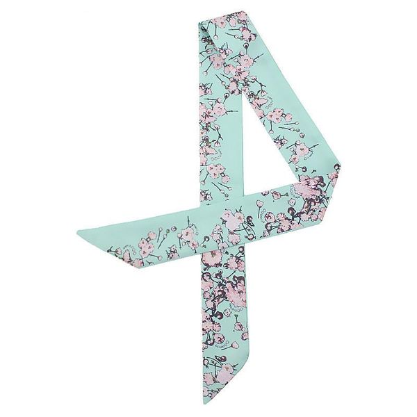 

bandanas summer twill silk scarves women long floral print tied bag small ribbon female fashion headband hair band head skinny scarf