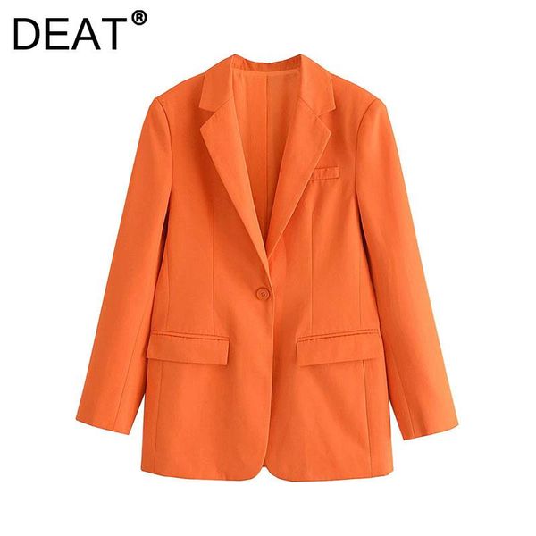 

women's suits & blazers [deat] 2021 autumn fashion tide coat long sleeve turn-down collar solid color single button loose blazer women, White;black