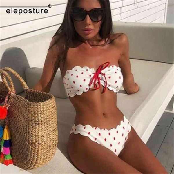 

polka dot bikini women two piece swimsuit push up swimwear floral side bathing suit brazilian beach wear swimming 210702, White;black
