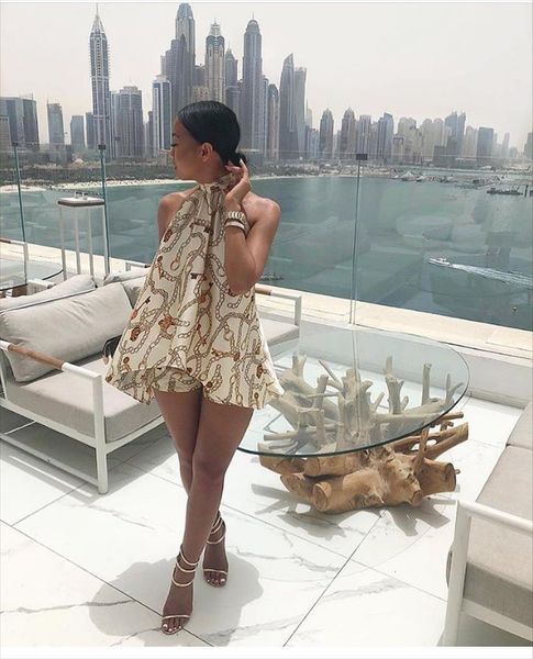 

tracksuit set summer halter backless women tracksuits jumpsuit outfit fashion two pieces suits casual nightclub party h881, Gray