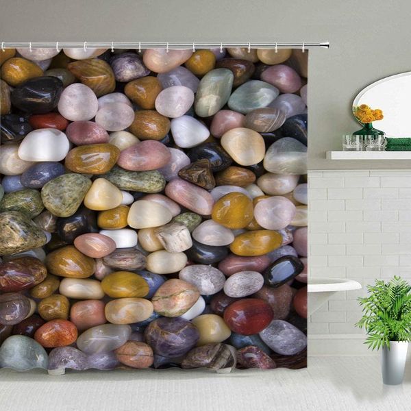 

shower curtains colorful pebble curtain mediterranean blue crystal glaze stone tile pattern printing bathroom home decoration